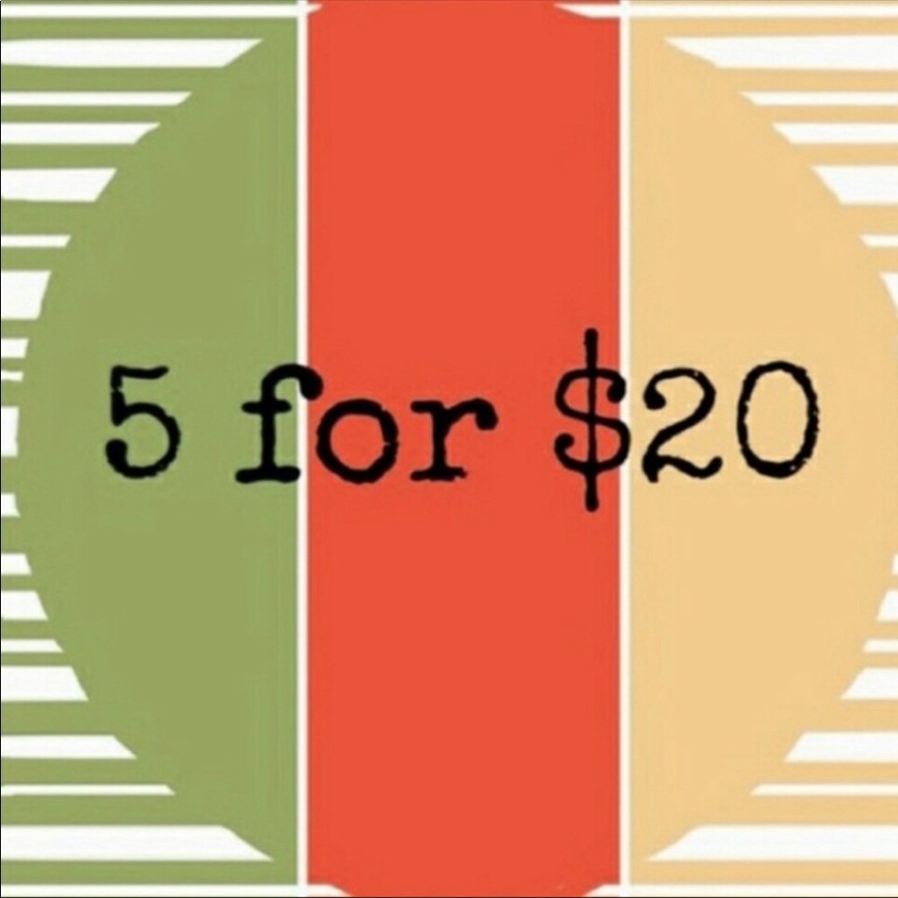 5 items $20 any item $8 or less qualifies